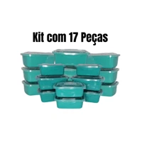 Imagem da promoção Kit Potes Plásticos Retangulares 1300ml Herméticos para Alimentos, Marmita, Freezer e Microondas