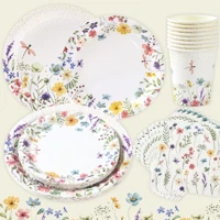 Imagem da promoção 40Pcs Wildflower Conjunto De Louça De Mesa Descartável Wild Flower Copos Descartáveis Decoração Guar