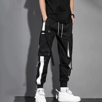 Imagem da promoção Calça Cargo Masculina De Bolsos Múltiplos Pretos Hip Hop Casual Jogger Streetwear