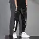 Calça Cargo Masculina De Bolsos Múltiplos Pretos Hip Hop Casual Jogger Streetwear em oferta