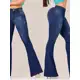 Calça Flare Jeans Feminino Cos Alto Elastano Calça Jeans feminina Flaer Cintura Alta Levanta Bumbum em oferta