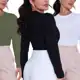 Kit 3 Blusas Femininas Básicas Algodão Manga Comprida em oferta