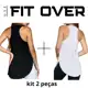 Kit 2 camisetas fitness - básica - tapa bumbum - academia - crossfit - fit over em oferta