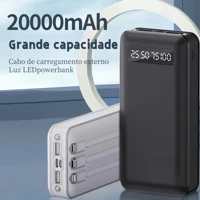 Imagem da promoção Carregador Power Bank Portátil Carregador de Bateria Externo Embutido 4 Cabos 20000mAh