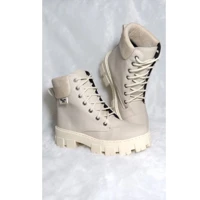 Imagem da promoção Coturno Feminino Botas Moda Cano Medio Salto Baixo Tratorado Fechamento em Cardaço Conforto e Estilo