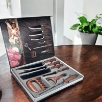 Imagem da promoção Conjunto De Facas Para Churrasco cozinha Inox Com Maleta 8pç