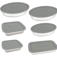 Imagem da promoção Assadeiras Jogo 6 Assadeiras de Vidro com Tampa Cor Cinza - Marinex