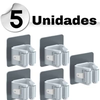 Imagem da promoção Kit 5 Suportes Adesivo Organizador Vassouras Rodos Suportes Organizadores Sem Furar Parede
