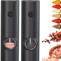 Imagem da promoção KIT Moedor Elétrico de Sal e Pimenta Preto Ajuste de Granulagem | Fácil de Usar e Elegante