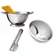 Kit 3 Peças Escorredor De Massa e Macarrão 24cm com Alça em Inox + Lavador de Arroz 25cm em Inox + P em oferta