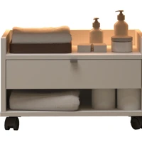 Imagem da promoção Armário De Banheiro Gabinete Prisma Com Gaveta Nicho e Rodinhas (Off White)