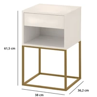 Imagem da promoção Kit 2 Mesas de Cabeceira Sofia Industrial Base de Aço 1 Gaveta Corrediça Telescópica