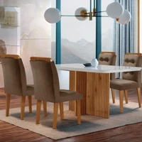 Imagem da promoção Sala de Jantar Mesa Olímpia 120CM MDF Canto Copo com 4 Cadeiras Carol Moderna