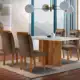 Sala de Jantar Mesa Olímpia 120CM MDF Canto Copo com 4 Cadeiras Carol Moderna em oferta