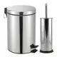 Kit Lixeira Aço Inoxidável 5 Litros Cesto Removível Alça e Pedal + Escova Sanitária Inox Banheiro em oferta