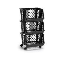 Imagem da promoção Organizador Multiuso Cesto de Plástico c Rodinhas 2, 3 ou 4 andares Empilhável Diversas Cores