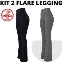 Imagem da promoção Kit 2 Calça Legging Femenina Flare Bailarina Boca de sino Roupas Femininas