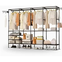 Imagem da oferta Arara Cabideiro com Sapateira e 10 Prateleiras 4 Colunas – Armário Organizador Quádruplo para Closet