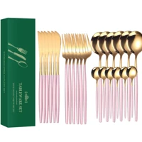 Imagem da promoção 24 Peças Cozinha DoméSticos Conjunto De Talheres De AçO InoxidáVel Faca ,Bife Garfo , Café Colher De