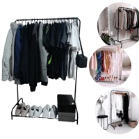 Imagem da promoção Organizador De Roupas Cabideiro De Chão Arara Com Sapateira Em Aço Desmontável