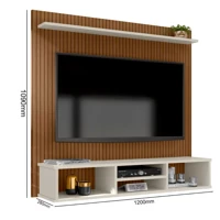 Imagem da promoção Painel Sala Tv 50 Pol Everest Ripado 3 Nicho 1 Prateleira Suspensa Envio Imediato