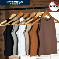 Imagem da promoção KIT 2 Regata Blusinha Feminina Suplex Duplo Básica Elegante Blogueira Tendencia
