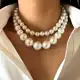 2pcs /set Colar de Pérolas Artificiais Estilo Barroco Exagerado Colar de Pérolas Artificiais Present em oferta