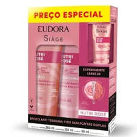 Imagem da promoção Kit Eudora Siàge Nutri Rosé Shampoo 250ml + Condicionador 125ml + Leave-In 30ml