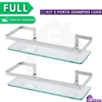 Imagem da promoção KIT 2 Porta Shampoo Retangular Exclusivo Cromado Luxo Banheiro