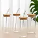 Kit 4 Copos de Vidro com Tampa de Bambu e Canudo de Reutilizável em oferta