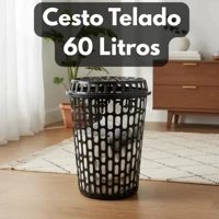 Imagem da promoção Cesto Para Roupas Organizador Telado 60 Litros Com Tampa Grande Para Roupas Brinquedos Itens