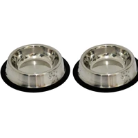 Imagem da promoção Kit 2 Potes Comedouro e Bebedouro Em Inox Anti Derrapante 240 ml Patas Relevo Mini