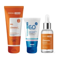 Imagem da promoção Dermachem Kit Serum Clareador Protetor Facial Gel Anti-Idade Vitamina C Hidrata Clareamento Firmeza