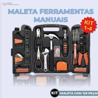 Imagem da promoção Jogo Kit de Ferramentas 129 Peças Maleta Serviços Gerais + Soquetes Chave Catraca Reversível