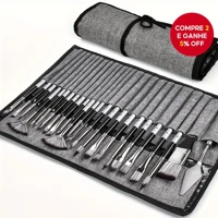 Imagem da promoção Conjunto De Pincéis De Pintura Acrílica 24 Unidades | Óleo , Aquarela E Guache Com Rolos De Pano