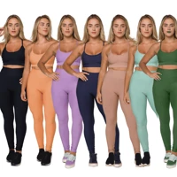 Imagem da promoção Conjunto Feminino Academia Top e Legging Com Bolso No Cós Tecido Canelado AVA Fitness