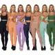 Conjunto Feminino Academia Top e Legging Com Bolso No Cós Tecido Canelado AVA Fitness em oferta