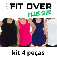 Imagem da promoção Kit 4 camisetas fitness PLUS SIZE - básica - tapa bumbum - academia - crossfit - fit over