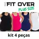 Kit 4 camisetas fitness PLUS SIZE - básica - tapa bumbum - academia - crossfit - fit over em oferta