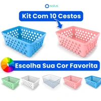 Imagem da promoção Kit 10 Cestos Organizadores Multiuso Diversas Cores 16x12x6Cm