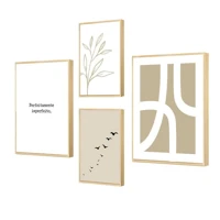 Imagem da promoção Kit 4 Quadros Decorativos Folhagem e Pássaros | Minimalismo e Natureza para Sala e Quarto