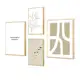 Kit 4 Quadros Decorativos Folhagem e Pássaros | Minimalismo e Natureza para Sala e Quarto em oferta