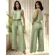 Conjunto Linho Pantalona Alfaiataria Calça e Regata Social Elegante Moda Casual Feminino Eloquencia em oferta