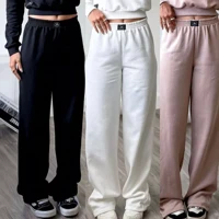 Imagem da promoção Kit 2 calça feminina pantalona calça feminina de moletom cos alto veludo por dentro calça larga calç