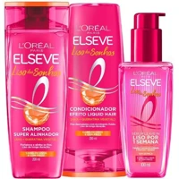 Imagem da promoção L'Oréal Paris Elseve Liso dos Sonhos Kit Shampoo, Condicionador e Sérum, com Tecnologia Ativada por