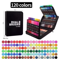 Imagem da promoção Kit60/80/100/120 Cores Caneta 2 em1 Brush Lettering e Ponta Fina Dual Pen Canetinha Colorir Desenho
