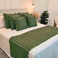 Imagem da promoção Peseira Manta Tricot Sofá Cama Casal Queen King Aconchego Home Decor - SOMENTE A PESEIRA