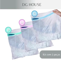Imagem da promoção Kit com 3 Sacos para lavar roupas (P, M, G) Protetor De Lingerie Roupa Íntima Tecido Papa Bolinha