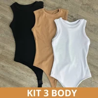 Imagem da promoção KIT 3 Body Canelado Feminino Regata Premium Anarruga Candy Colors
