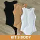 KIT 3 Body Canelado Feminino Regata Premium Anarruga Candy Colors em oferta